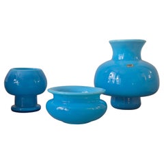 A set of  three glass bowls and vase by Erik Höglund for Boda, Sweden