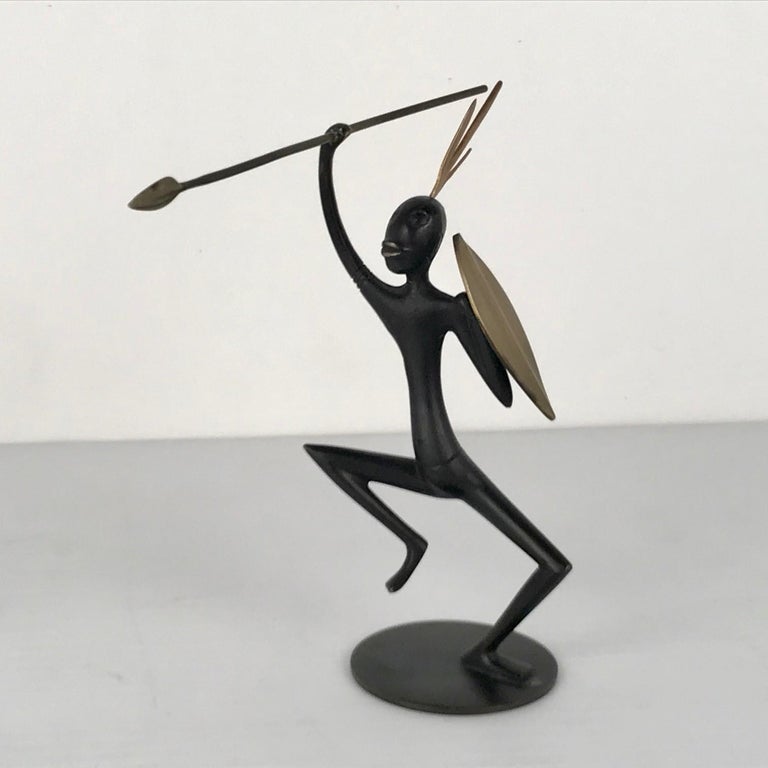 Set of Three Hagenauer Ebonized Bronze Figures of African Hunters For