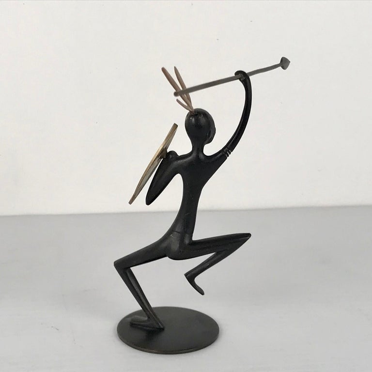 Set of Three Hagenauer Ebonized Bronze Figures of African Hunters For