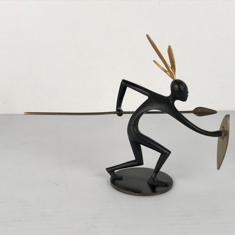 Set of Three Hagenauer Ebonized Bronze Figures of African Hunters For