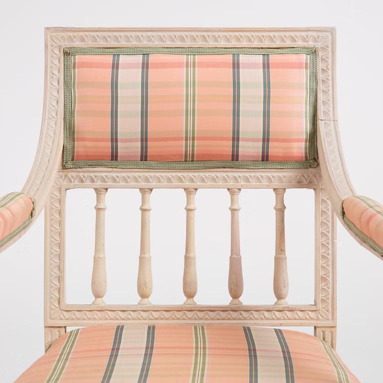 A set of three late Gustavian open armchairs, late 18th century In Good Condition For Sale In New York, NY