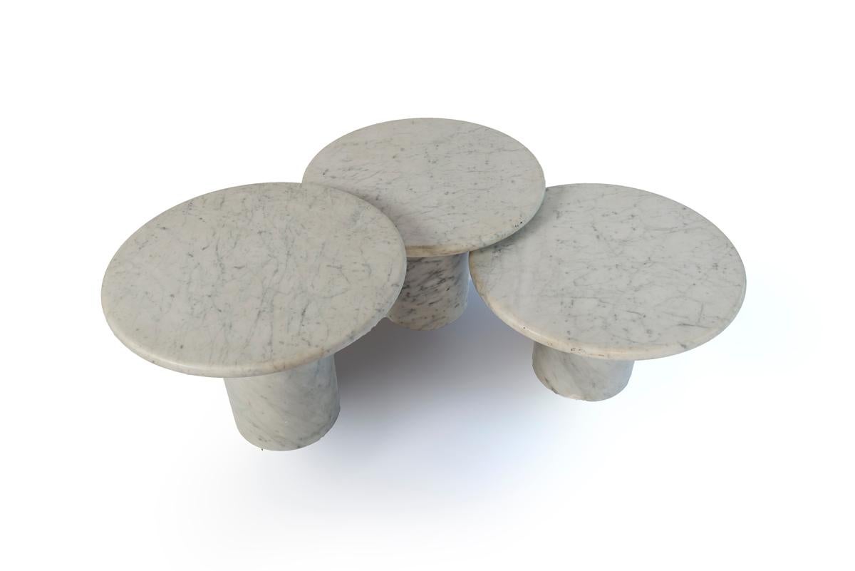 Set of Three Marble Italian Side/Cocktail Tables in Three Heights 6