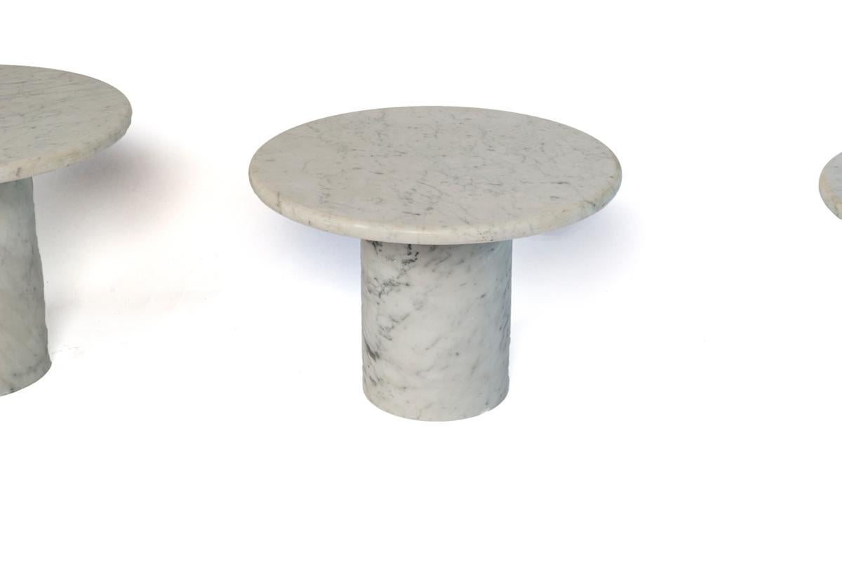 Set of Three Marble Italian Side/Cocktail Tables in Three Heights In Good Condition In Washington, DC