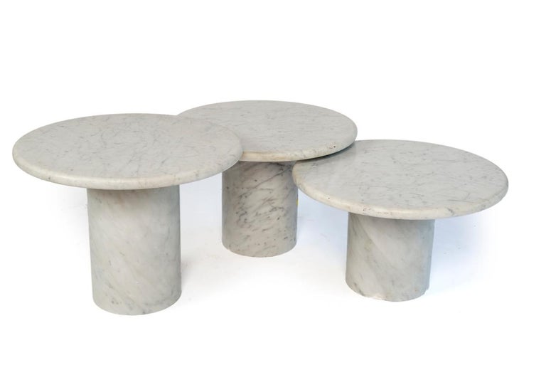 Set of Three Marble Italian Side/Cocktail Tables in Three Heights at ...