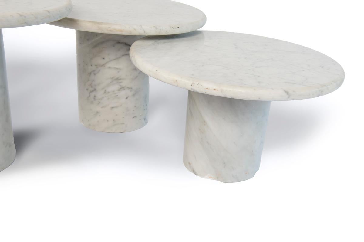 Set of Three Marble Italian Side/Cocktail Tables in Three Heights 4
