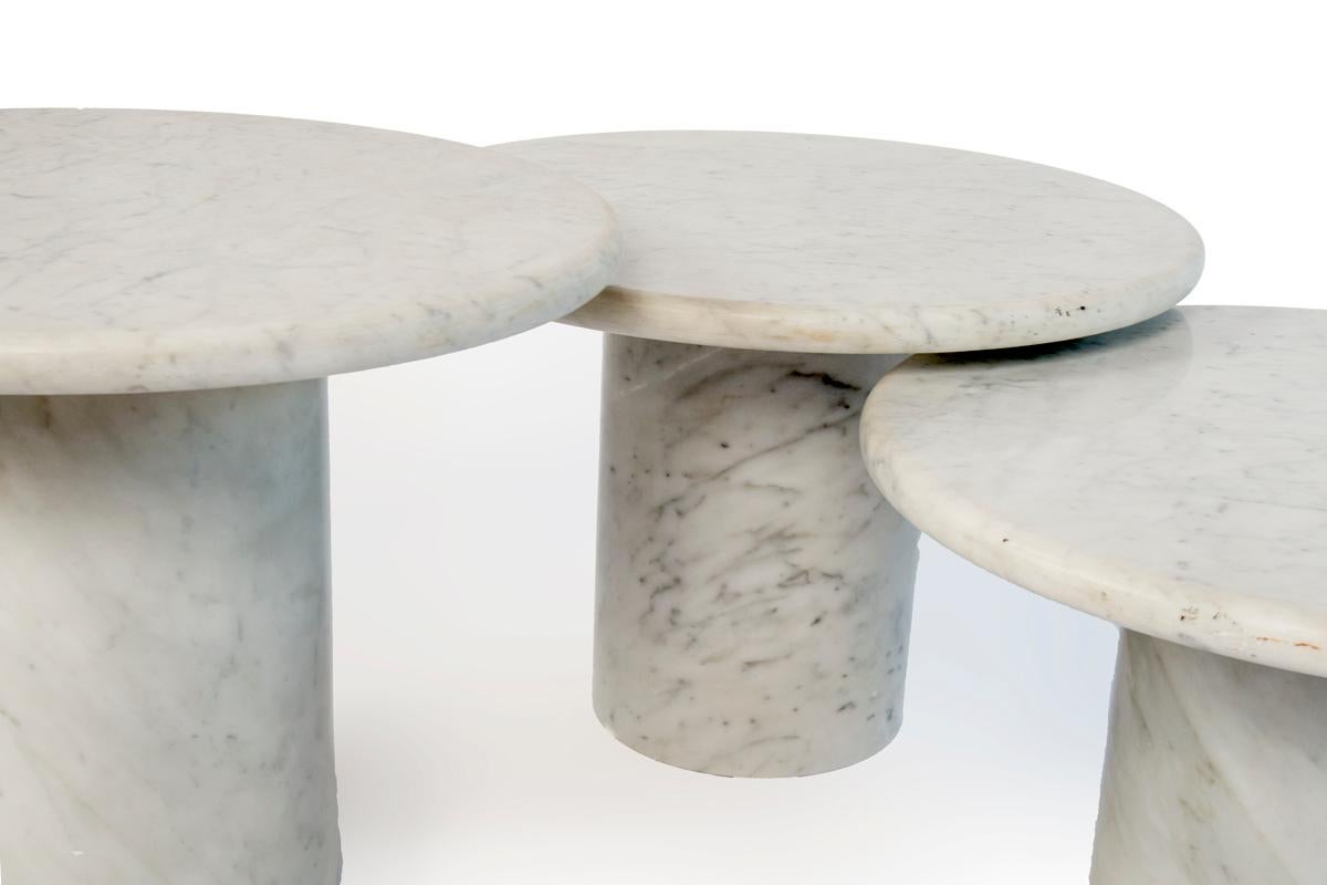 Set of Three Marble Italian Side/Cocktail Tables in Three Heights 5