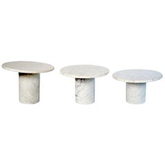 Set of Three Marble Italian Side/Cocktail Tables in Three Heights