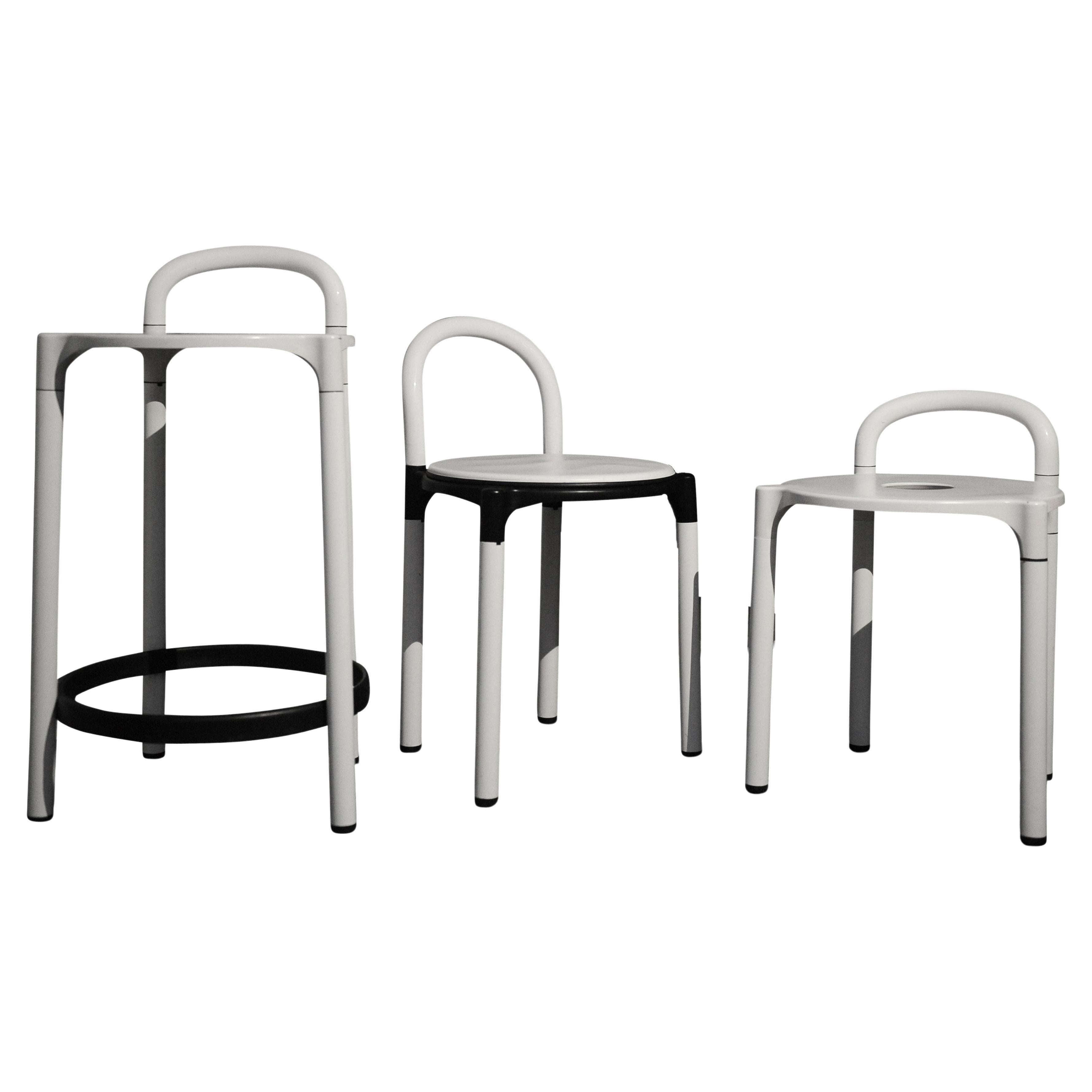 A Set of Three Monochrome Postmodern Stools by Anna Castelli Ferrieri for Kartell, Italy, 1980s

Measures: Small Height: 58cm I Width: 41cm I Depth: 41cm
Height to seat: 45cm

LARGER Height: 79cm I Width: 40cm I Depth: 39cm
Height to seat:
