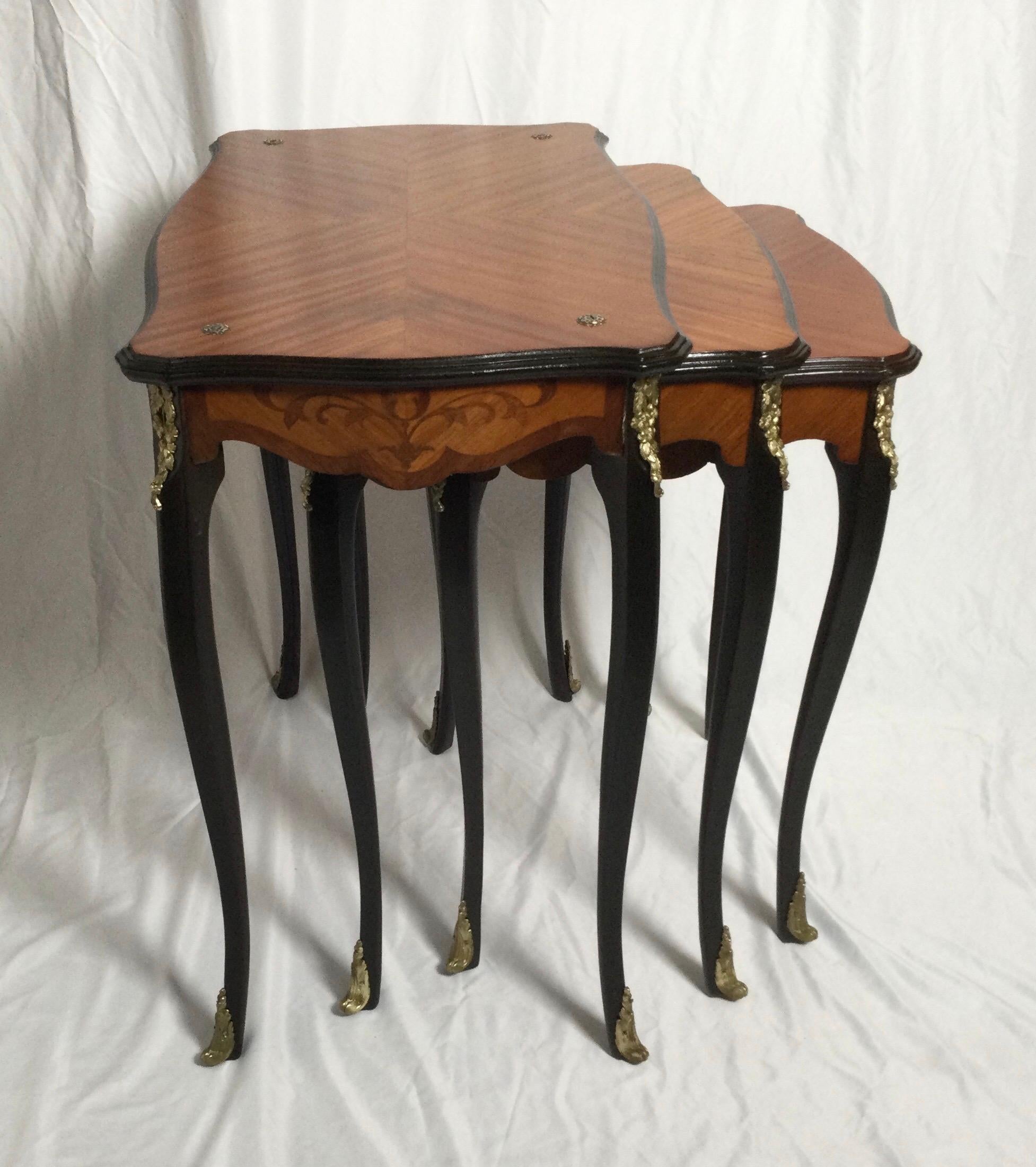 Set of Three Napoleon III Style Nest Tables In Excellent Condition In Lambertville, NJ