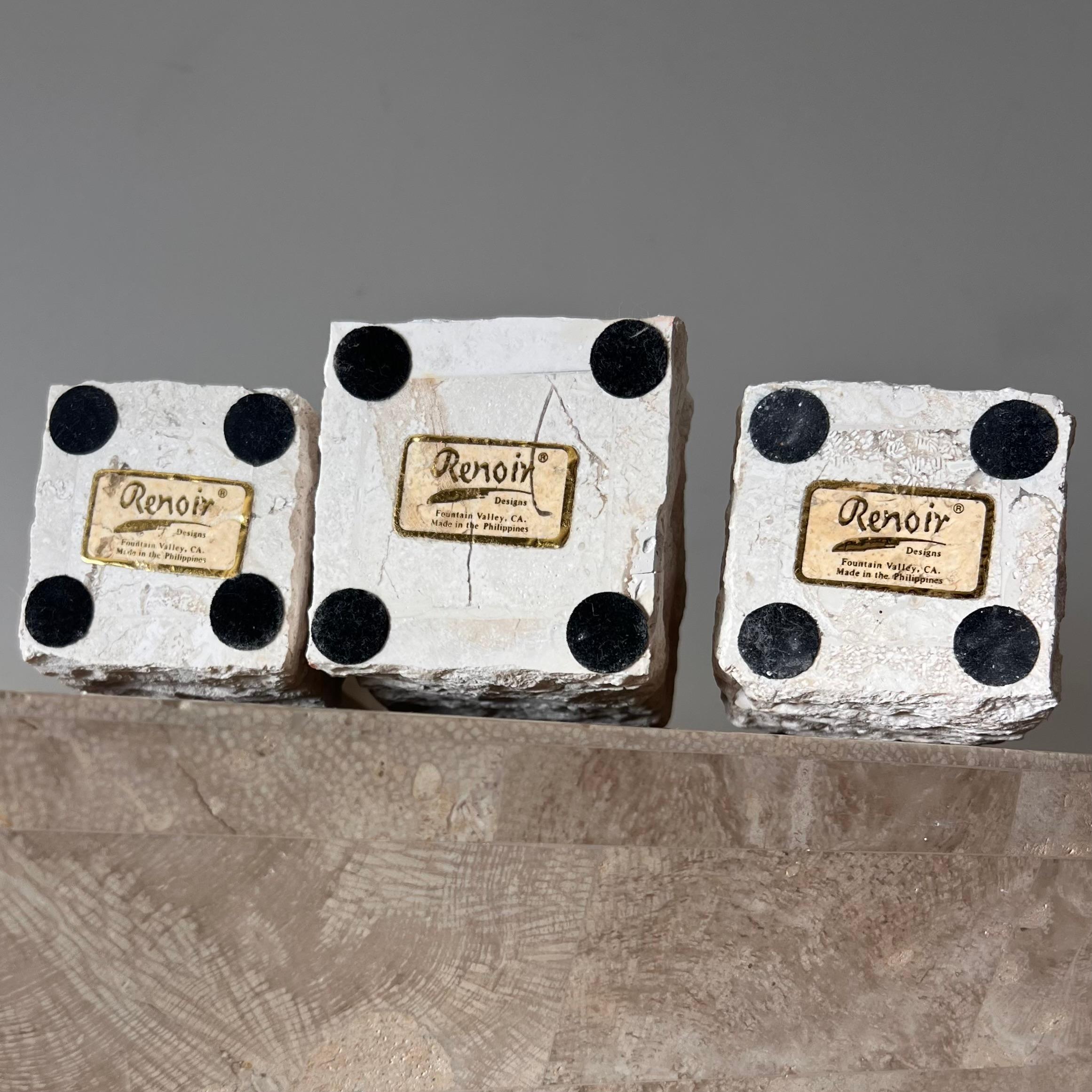 A set of three neoclassical postmodern “Ruins” stone candleholders, late 20th c For Sale 1