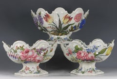 Set of Three Italian Nove Faience Monteiths, 19th Century