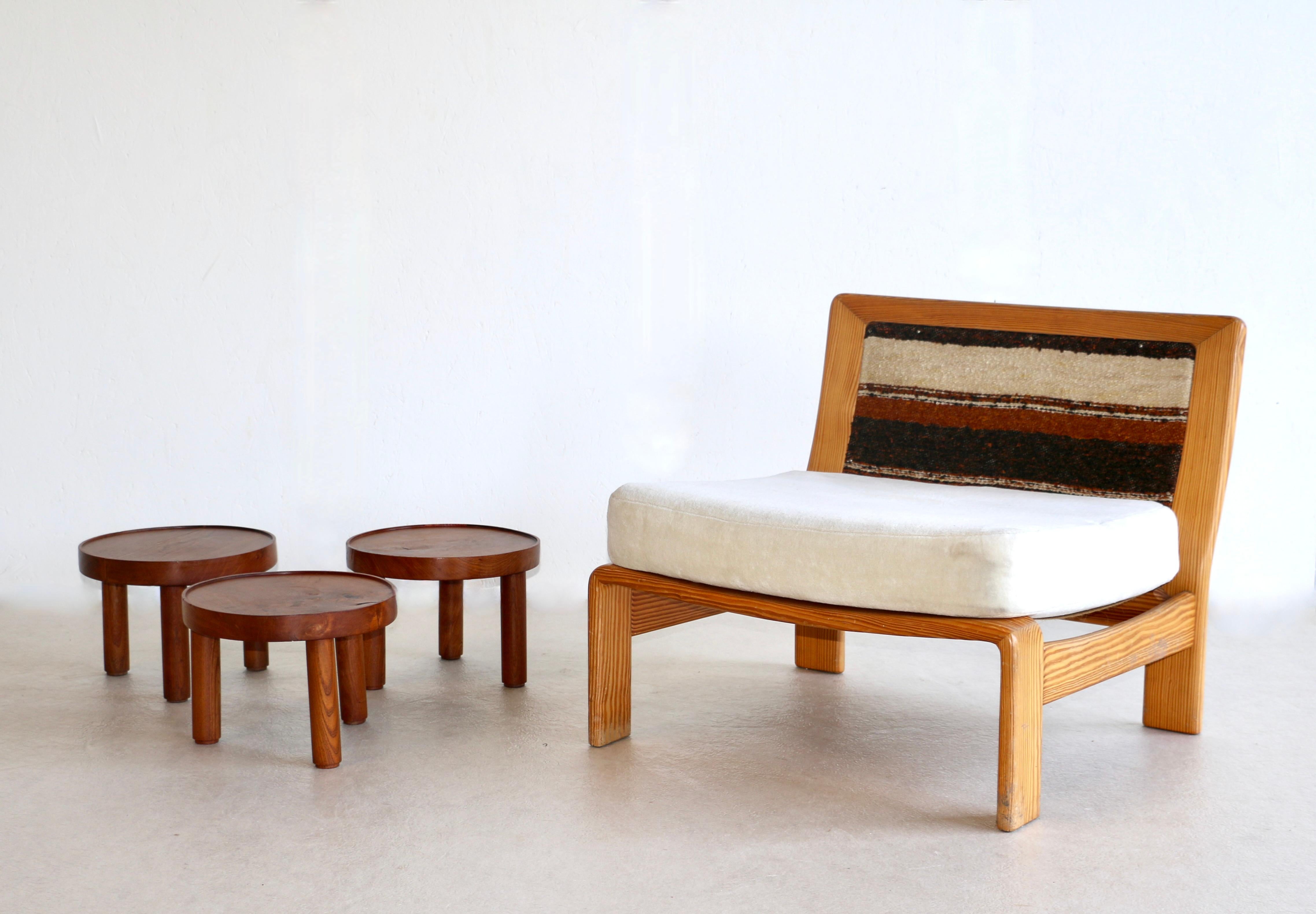 French A set of three small round tables. Mado Jolain and René Legrand. France 1956 For Sale
