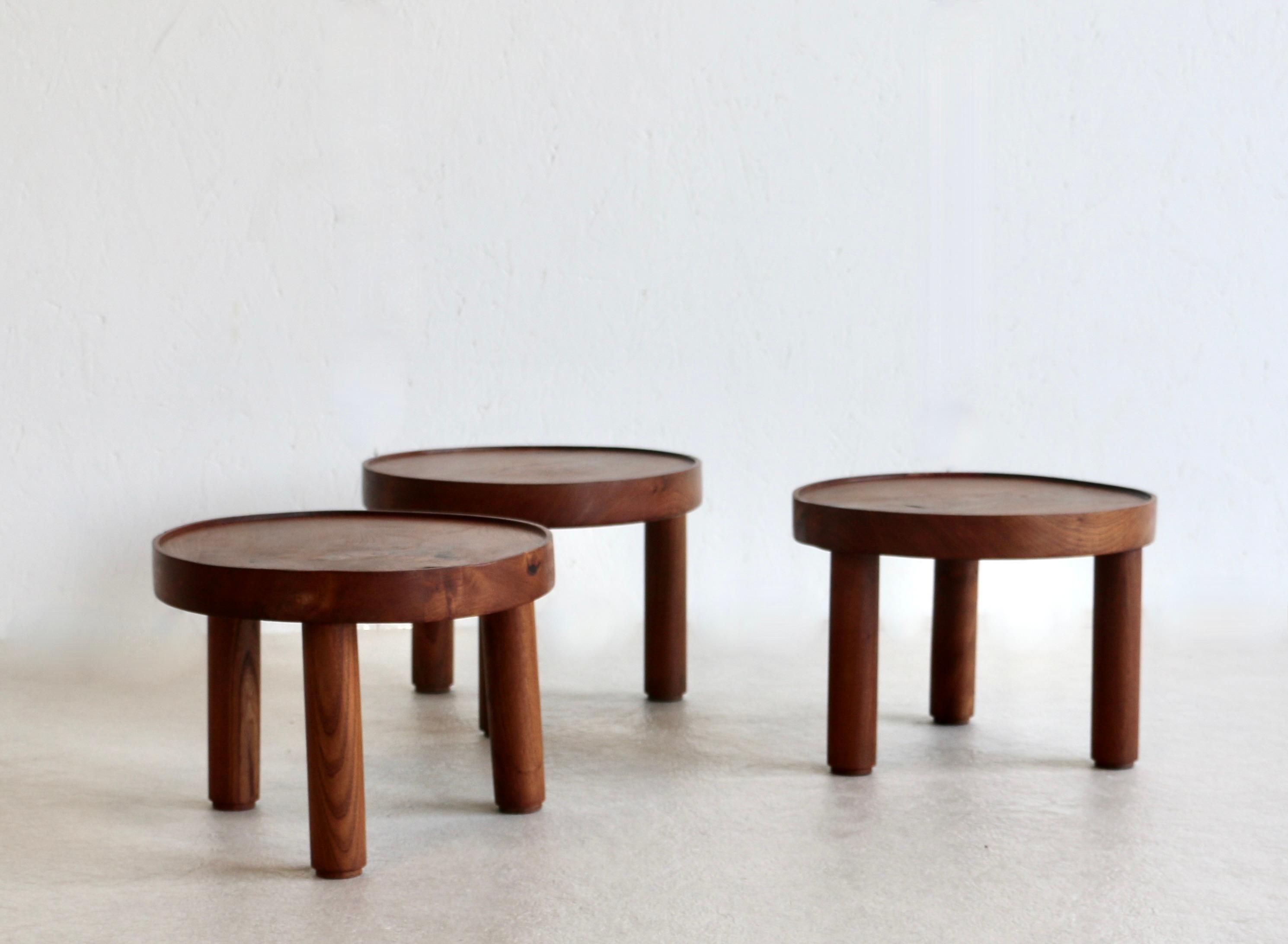 Mid-20th Century A set of three small round tables. Mado Jolain and René Legrand. France 1956 For Sale