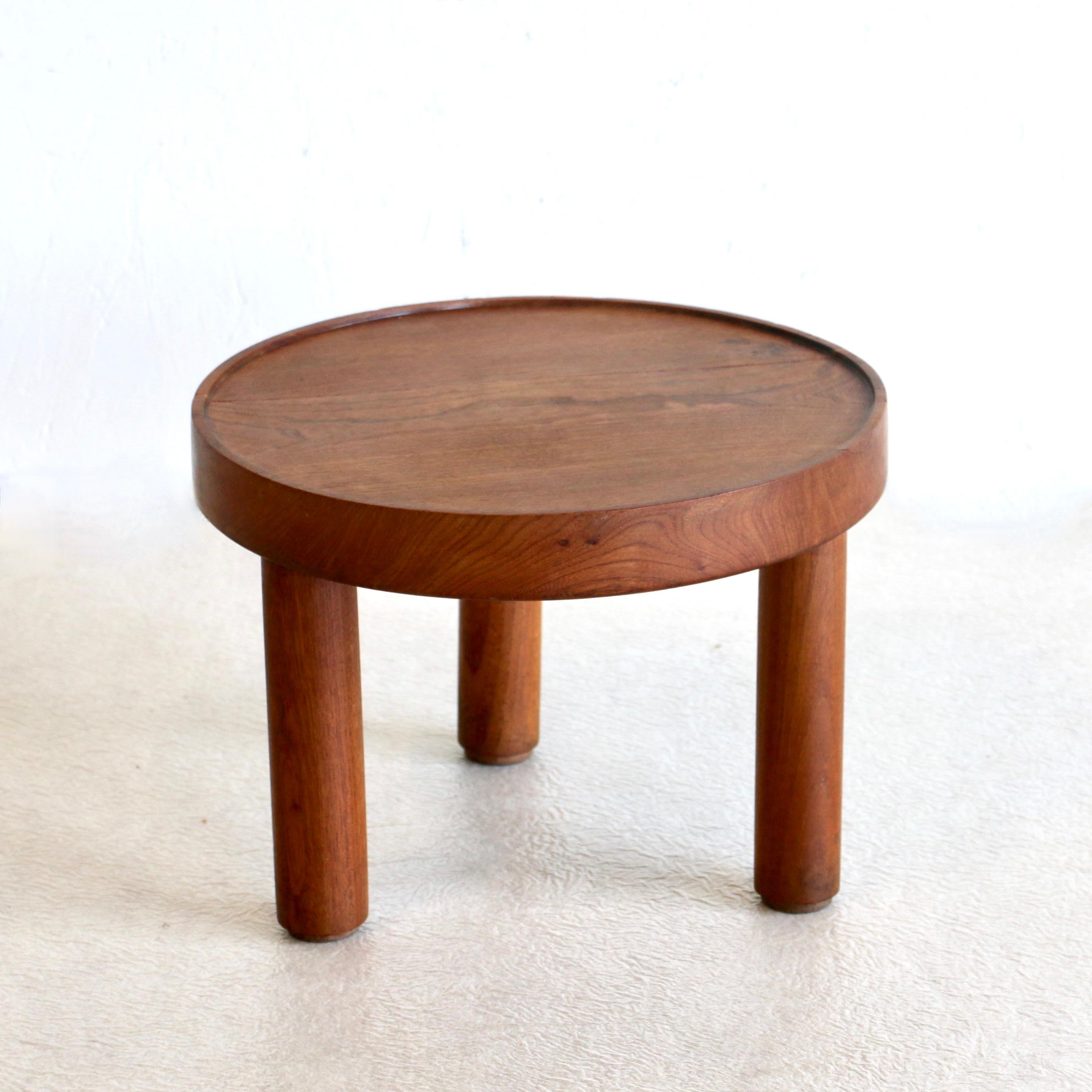 Wood A set of three small round tables. Mado Jolain and René Legrand. France 1956 For Sale