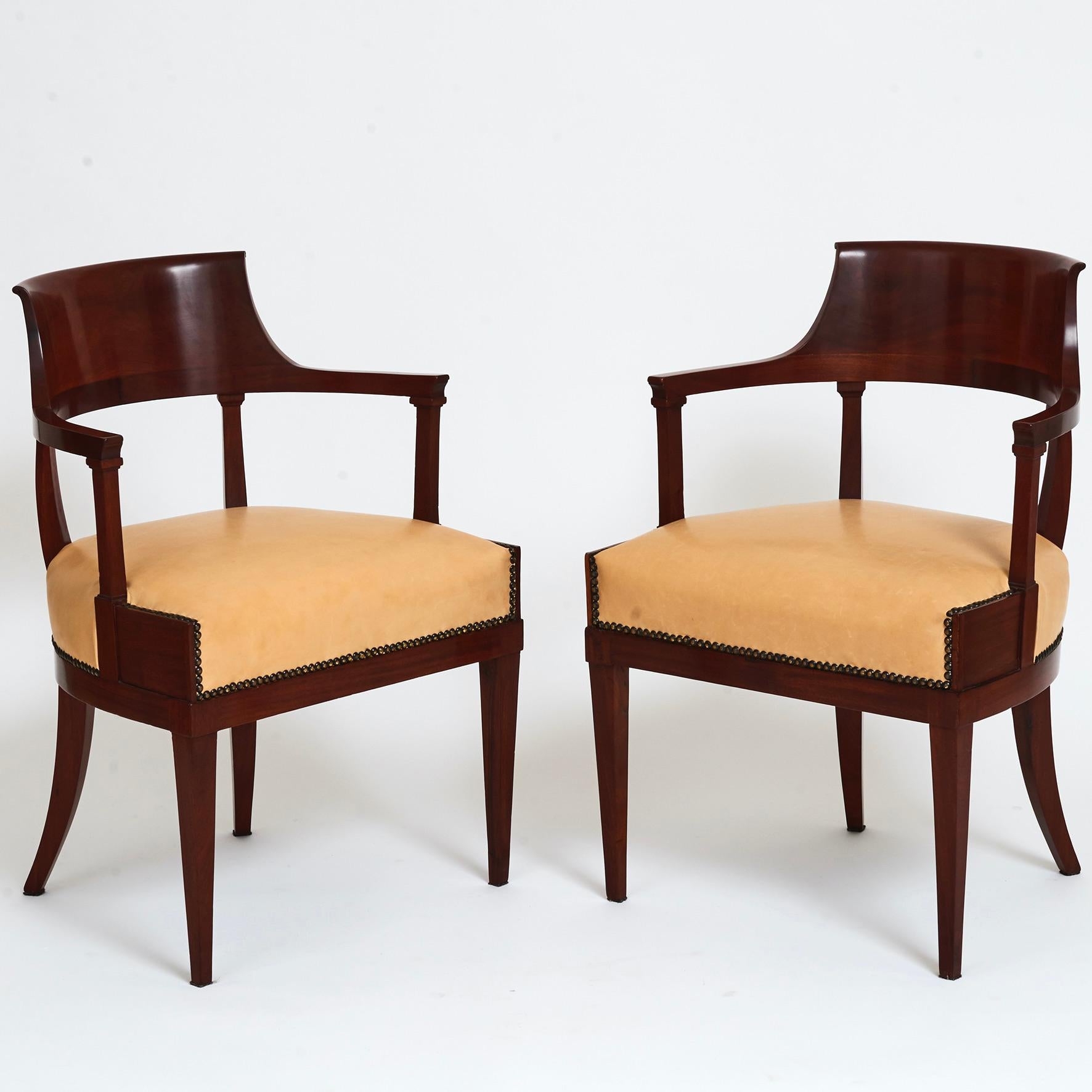 Early 19th Century Set of Three Swedish Neoclassical Armchairs, First Quarter of the 19th Century