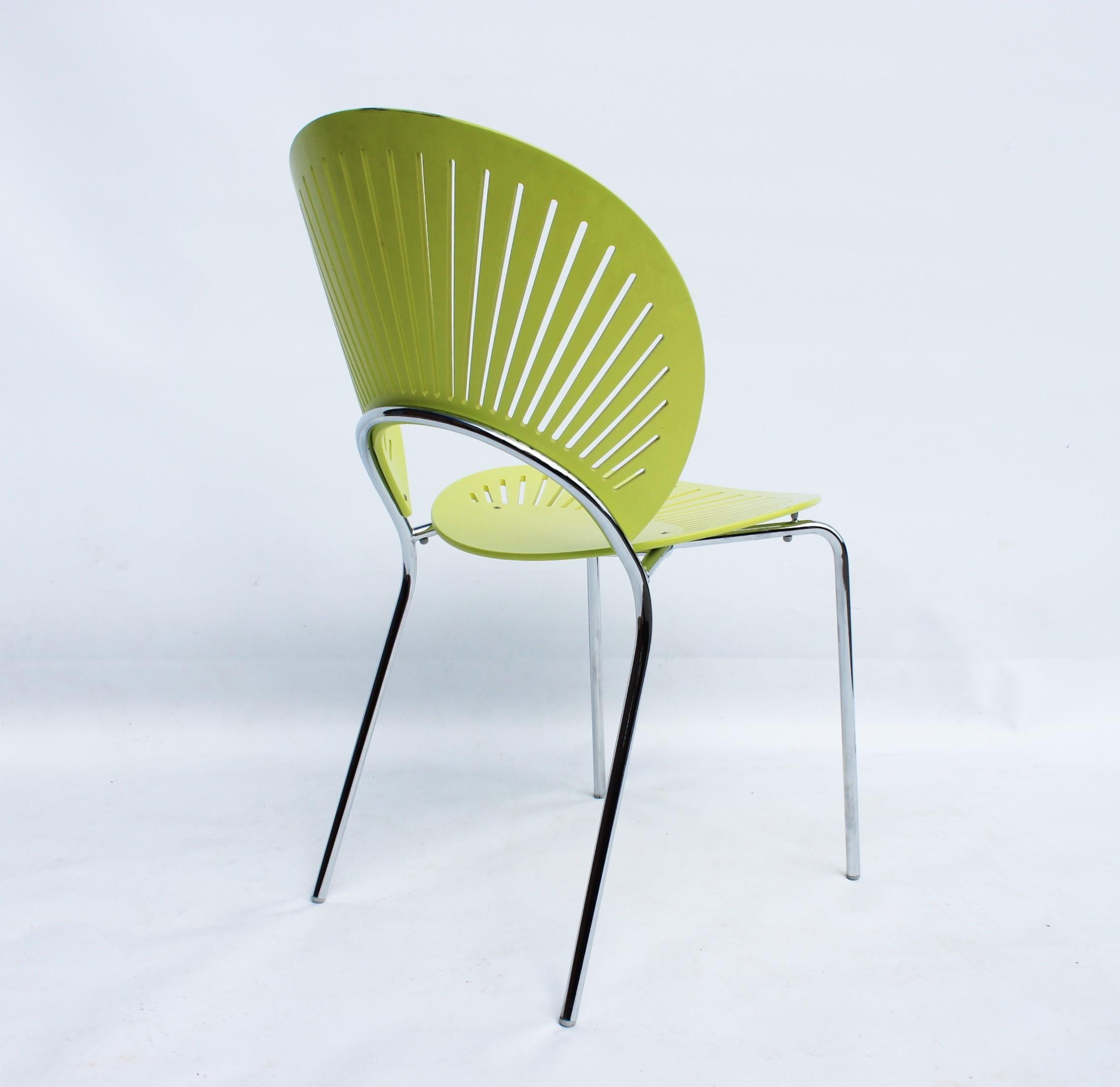 Lacquered Set of Three Trinidad Chairs in Light Green Designed by Nanna Ditzel