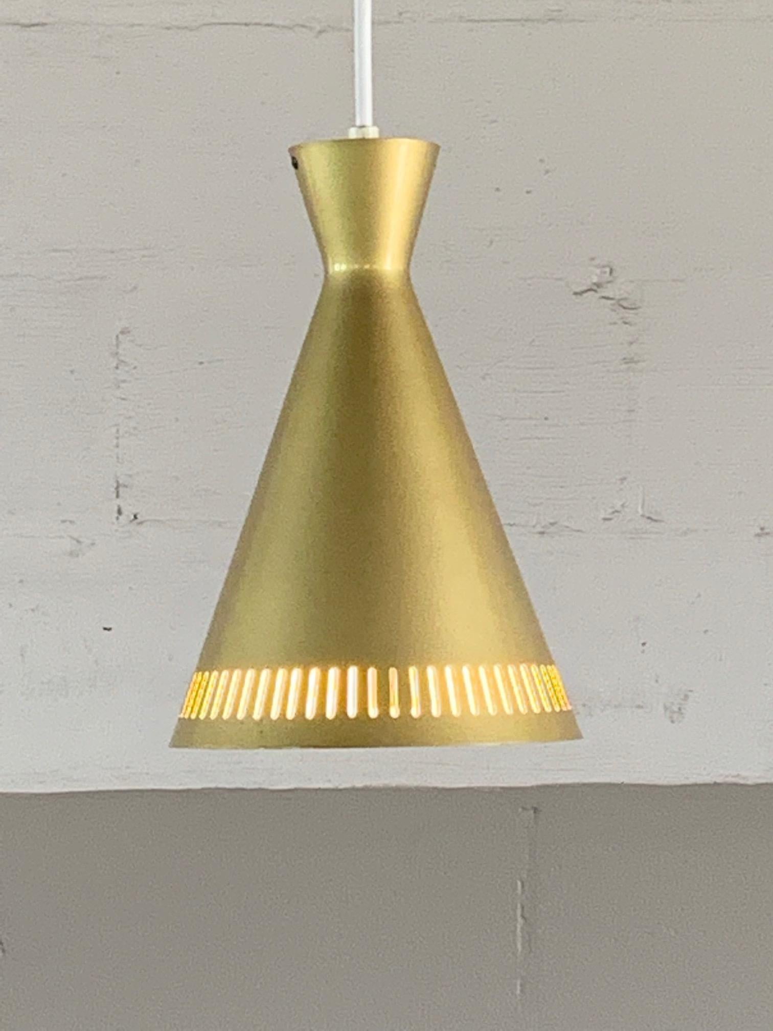 Set of Three Unusual Gold Pendant Lights, Germany, 1960s For Sale at