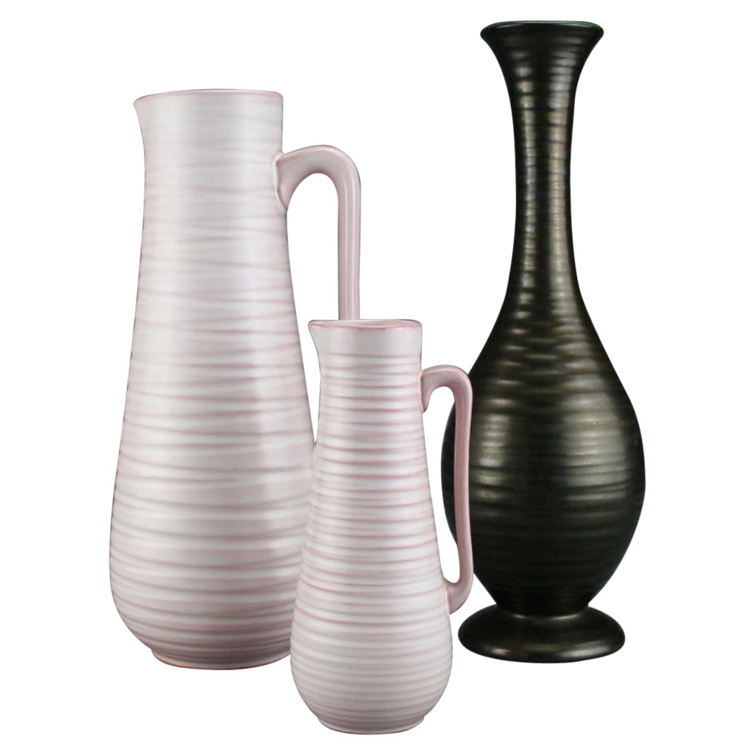 Set of Three Ursula Fesca Vases, Waechtersbach, circa 1960-1970 For Sale