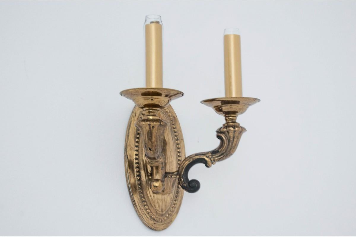 Brass A set of three wall lamps, mid 20th century For Sale
