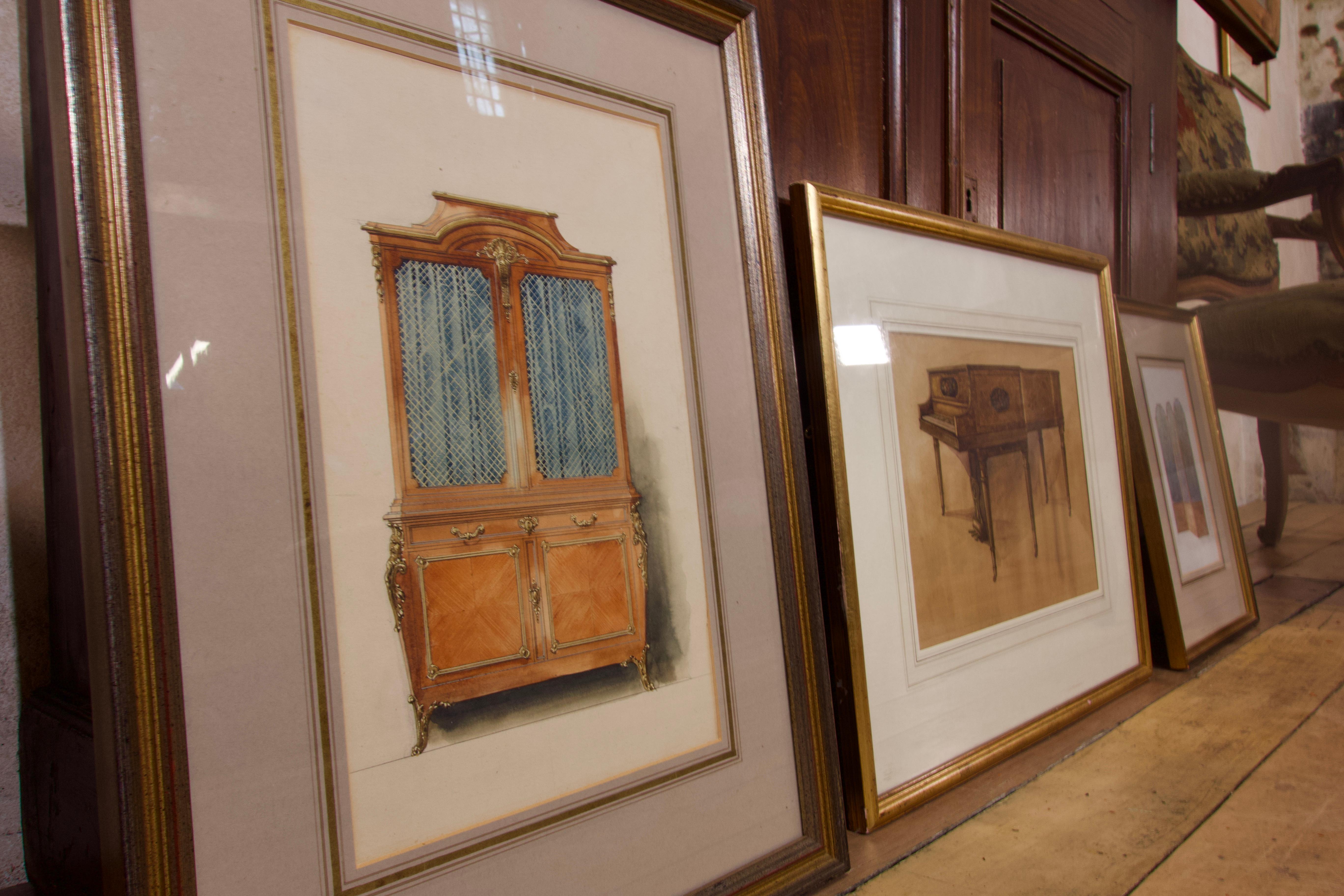 Twelve 20th Century Watercolour Paintings - Featuring W.&J. Sloane Furniture For Sale 3
