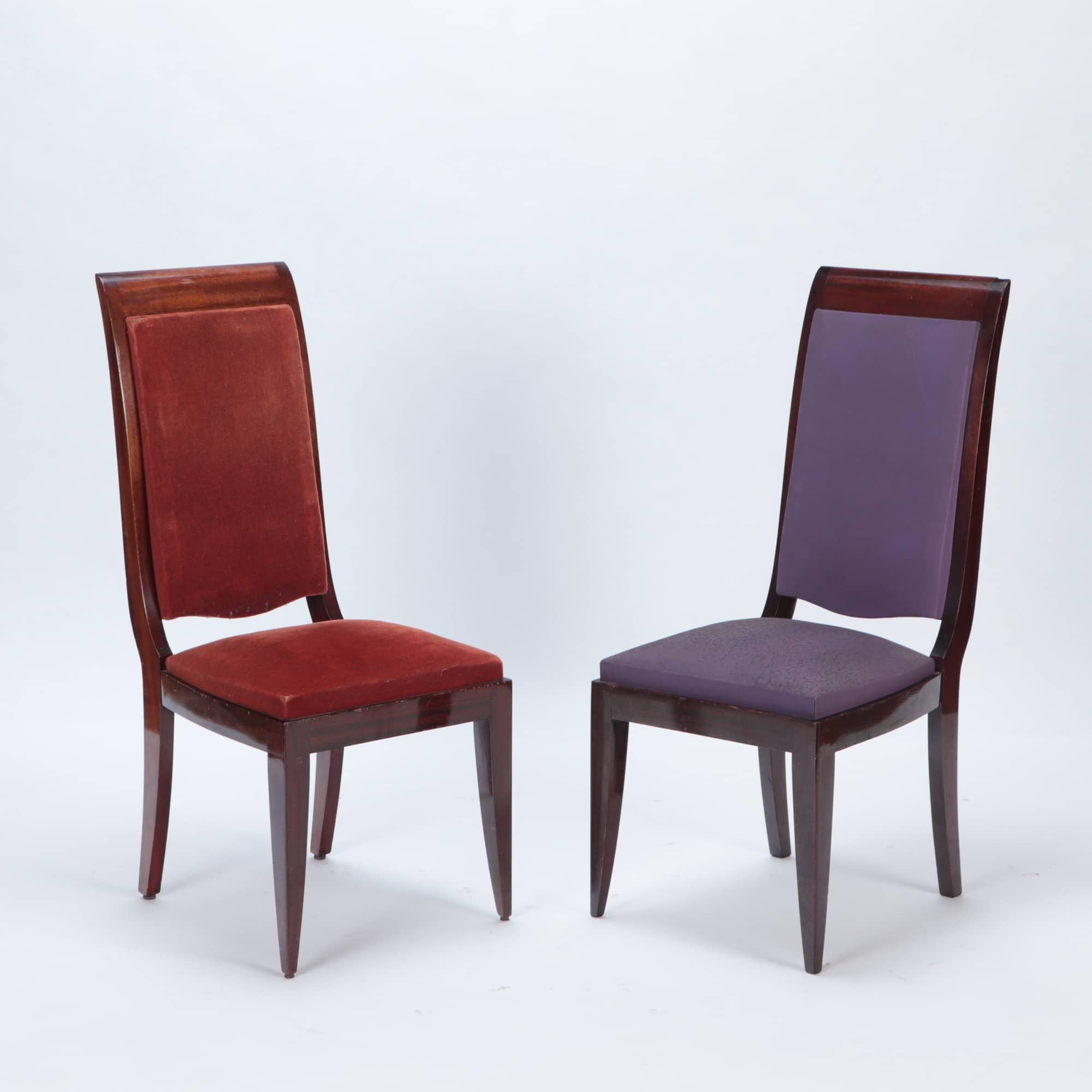 Mid-20th Century Set of Twelve French Mahogany Tall Back Dining Chairs, circa 1930 For Sale