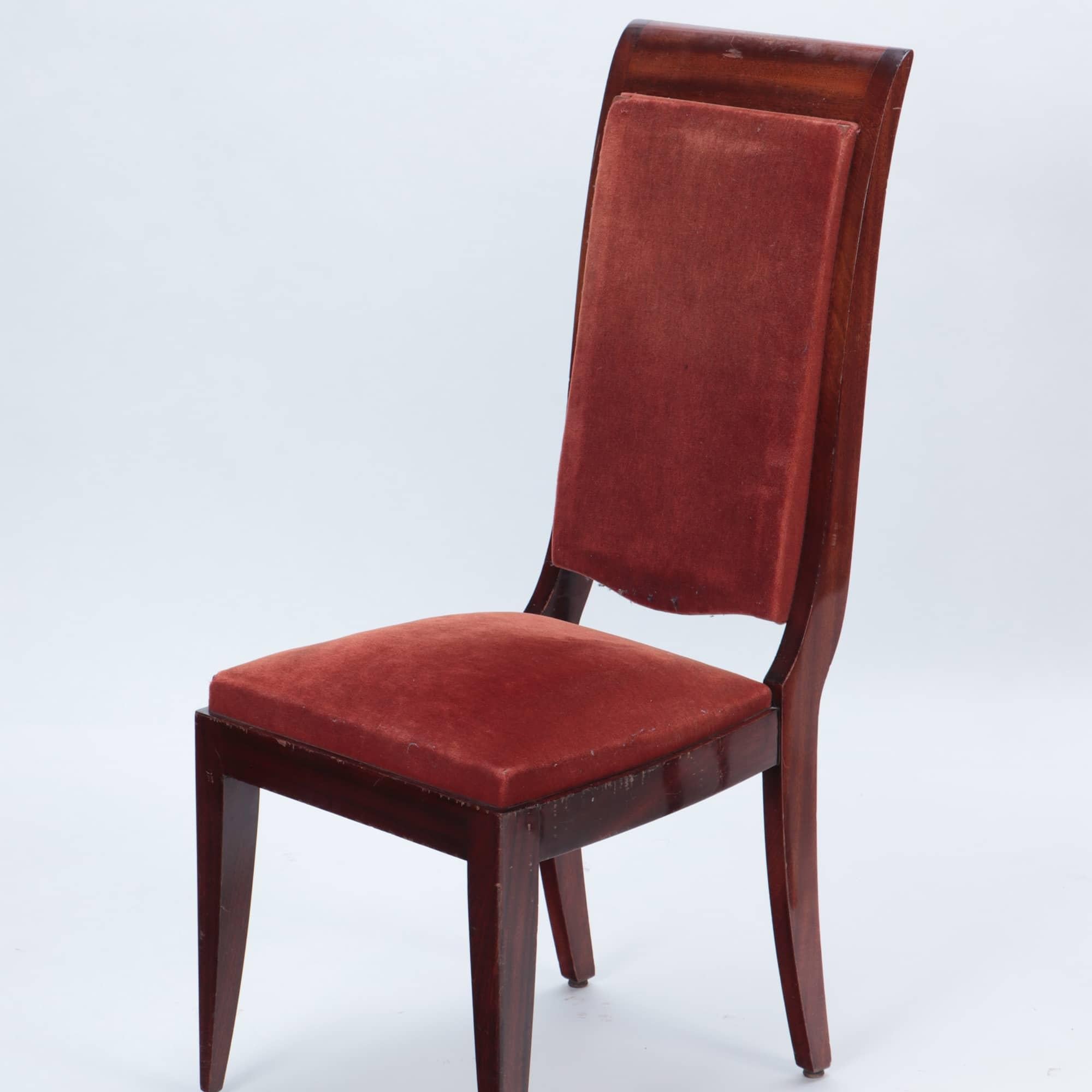 Set of Twelve French Mahogany Tall Back Dining Chairs, circa 1930 For Sale 3