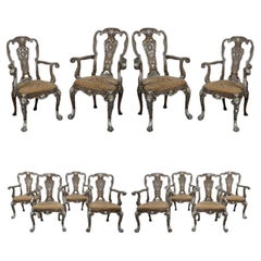 Set of Twelve George I Style Part-Silvered Dining Chairs by Lenygon & Morant