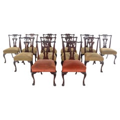 Antique A Set of Twelve George II Style Mahogany Dining Chairs 19th Century, great scale
