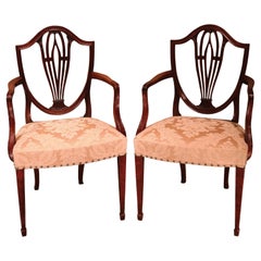 Antique Set of Twelve Hepplewhite Period Mahogany Shield Back Dining Chairs