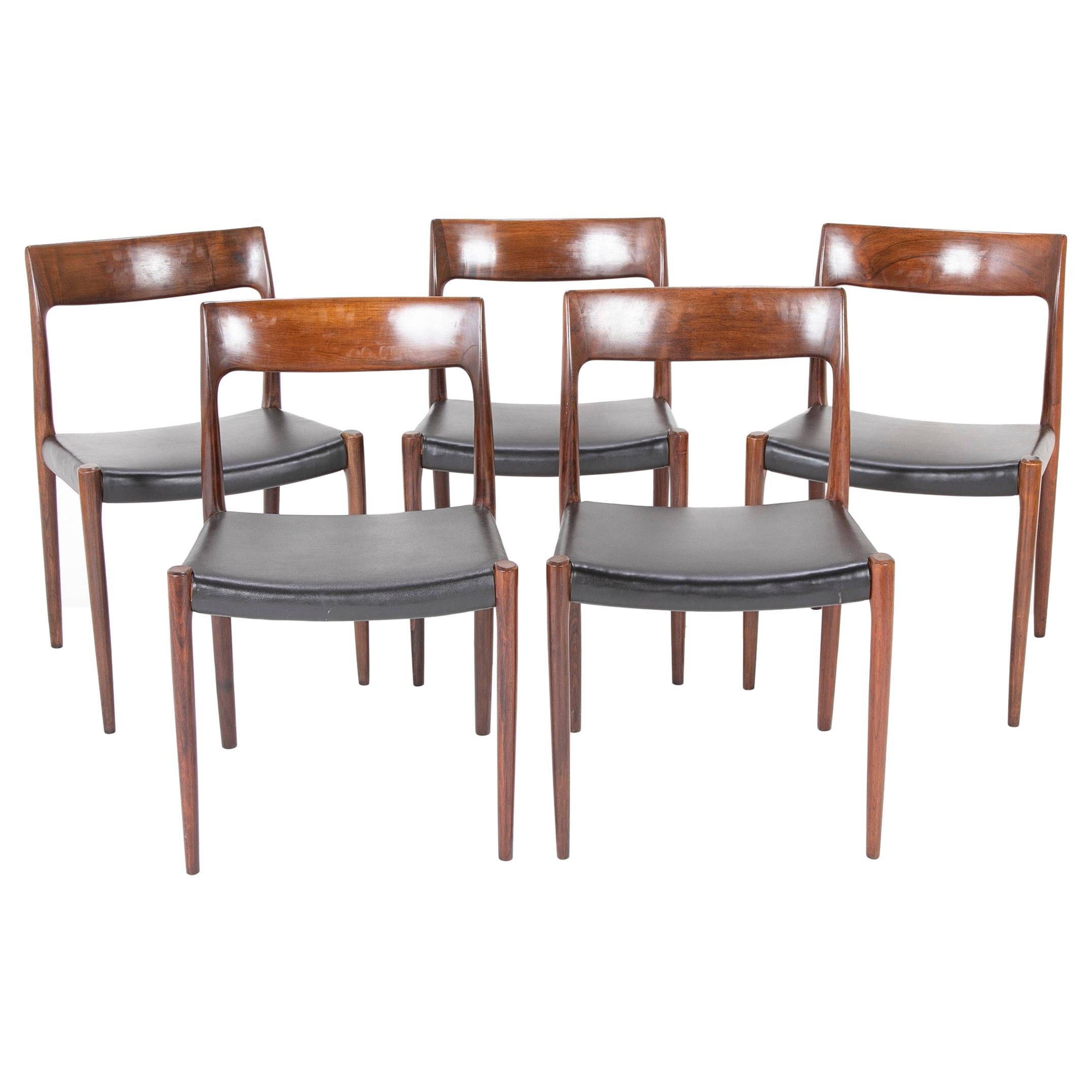 Set of Four Model 77 Niels Moller Rosewood Dining Chairs