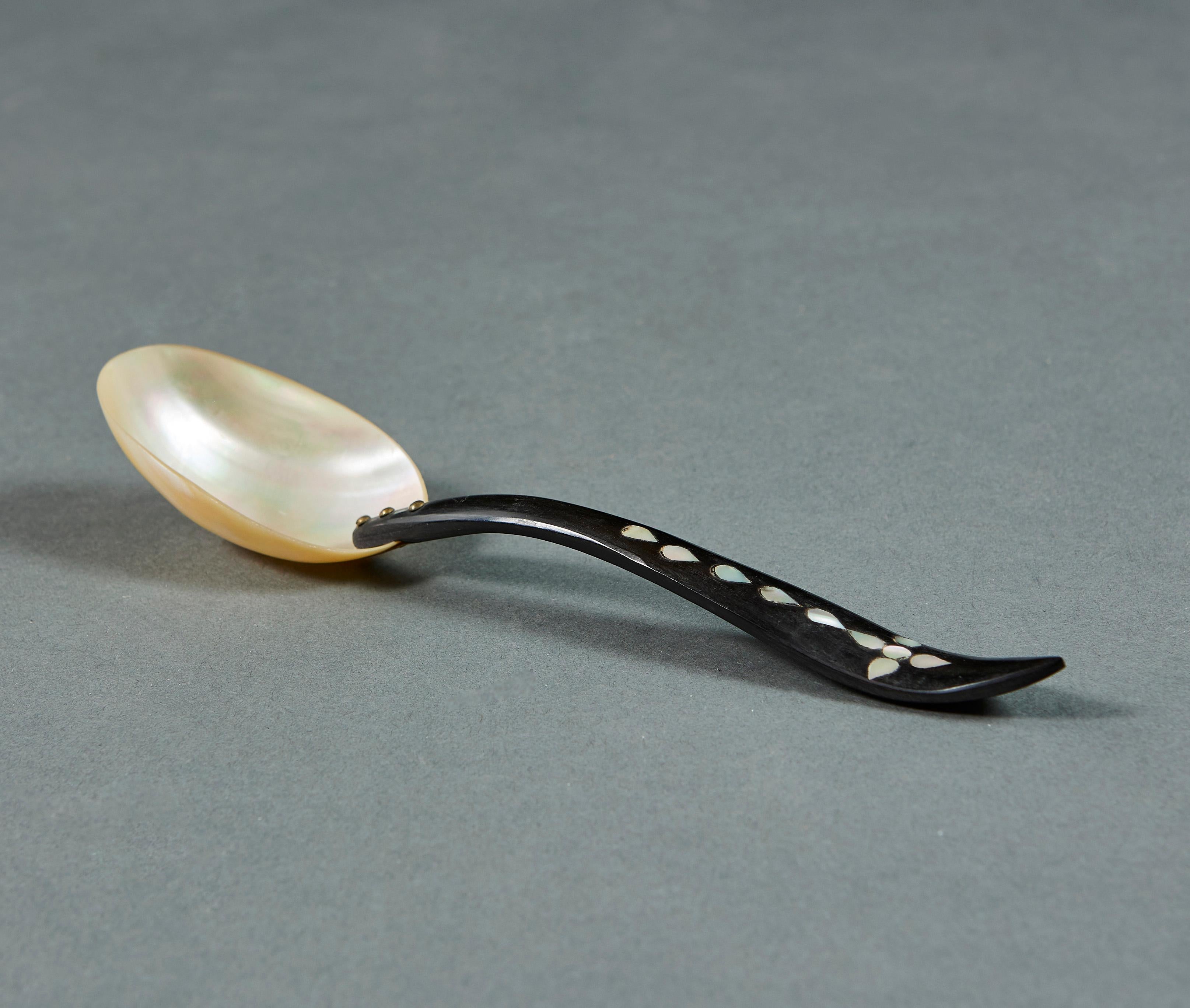 Ebonized Set of Twelve Mother of Pearl Spoons