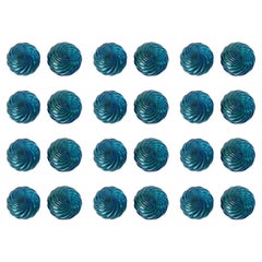 A set of Twelve Pairs 1940s Blue Murano Swirl Glass Door Handles by Seguso
