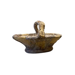 A Set of Two 19th Century Faux Bois Concrete Shallow Baskets from France