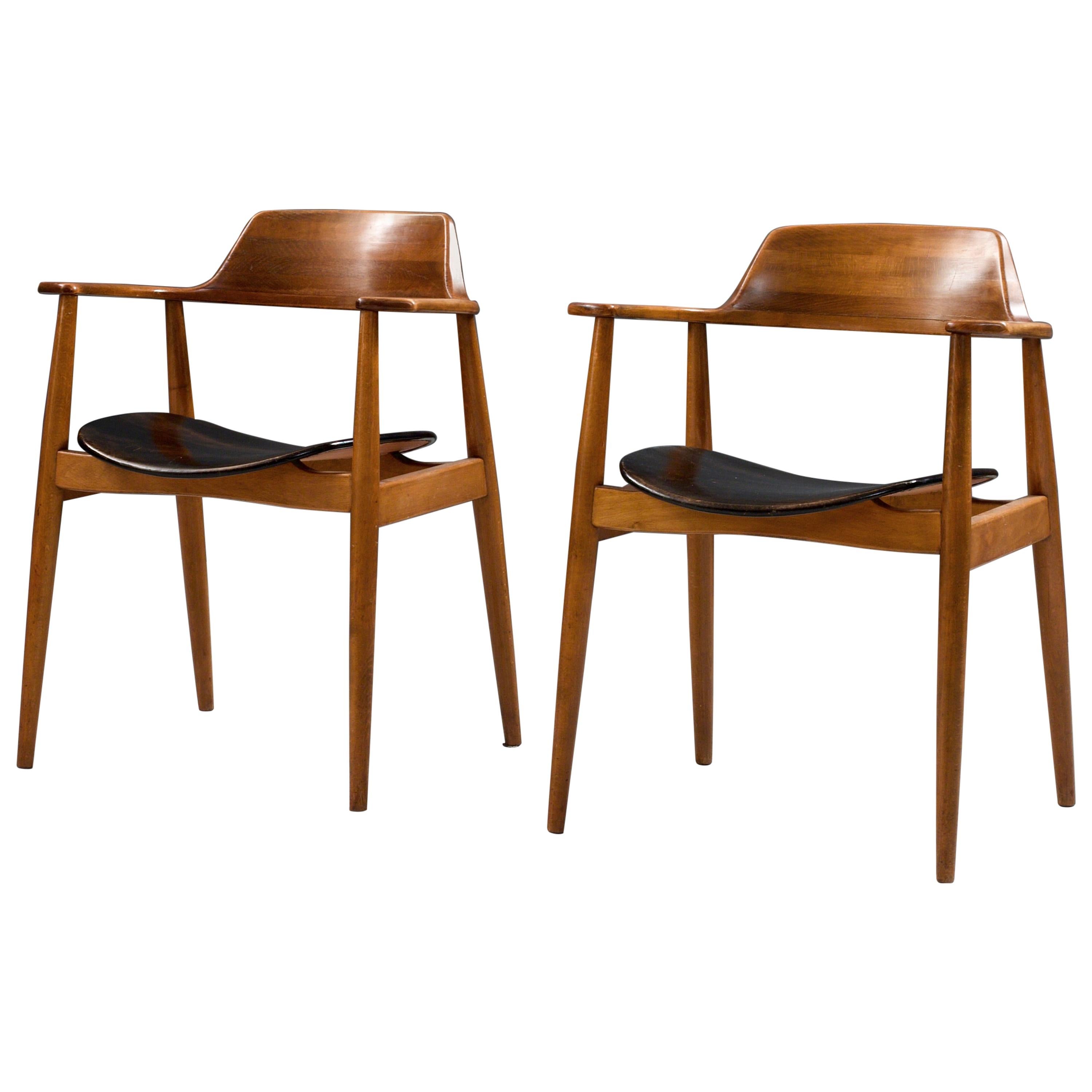 Set of Two ‘411’ Armchairs by Hartmut Lohmeyer for Wilkahn in Beech