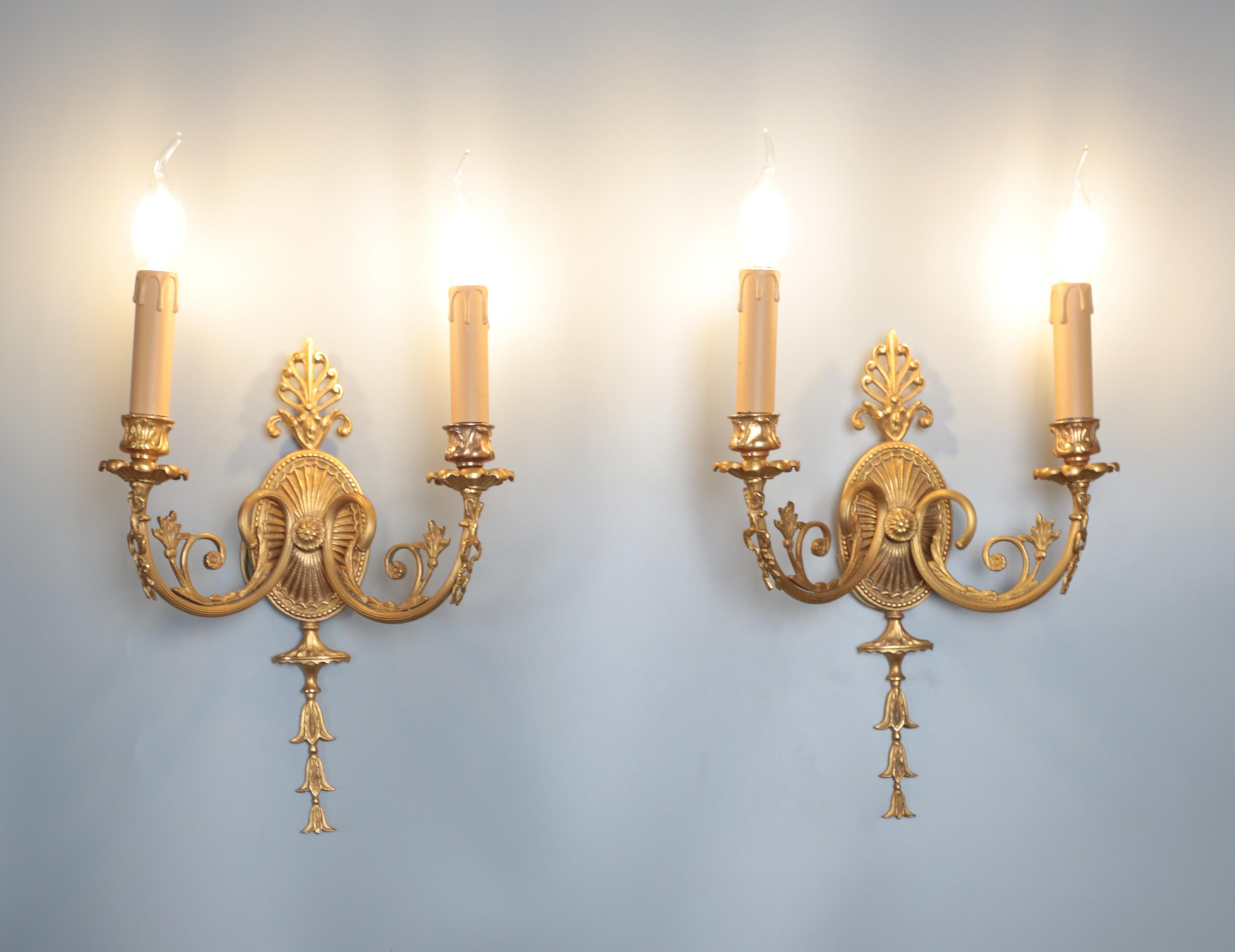 Neoclassical A set of two-armed wall lamps 10 pieces For Sale