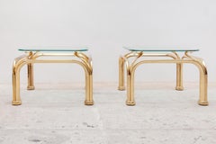 Set of Two Brass Side-Tables with Abstract Swan Neck