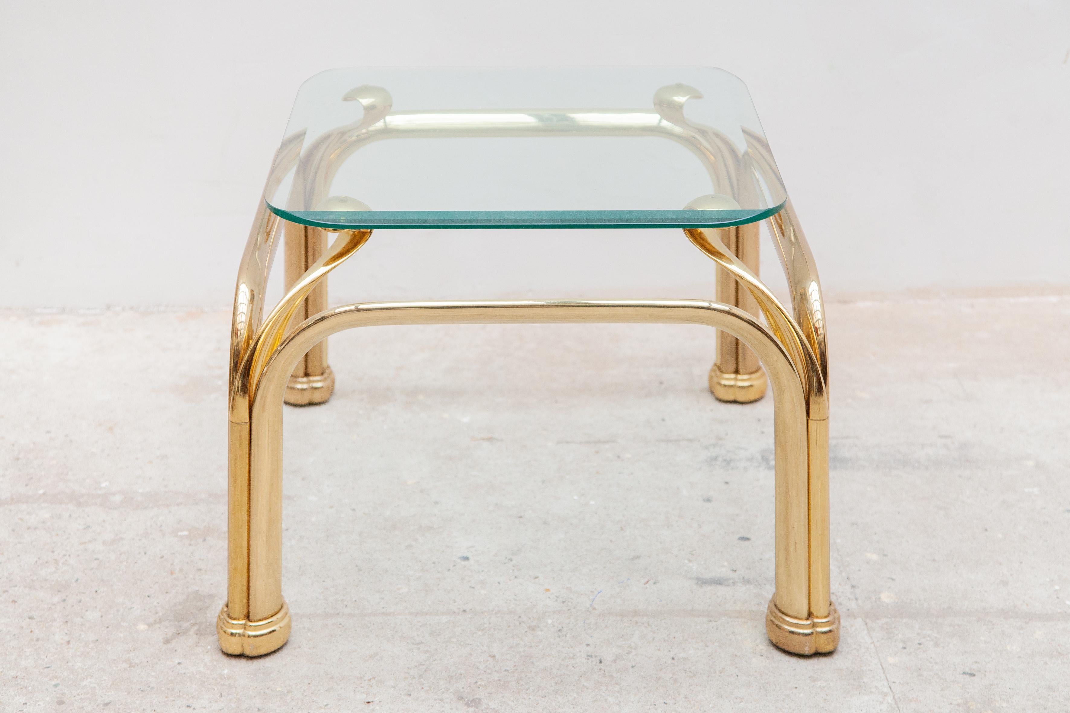 Italian Set of Two Brass Side-Tables with Abstract Swan Neck For Sale