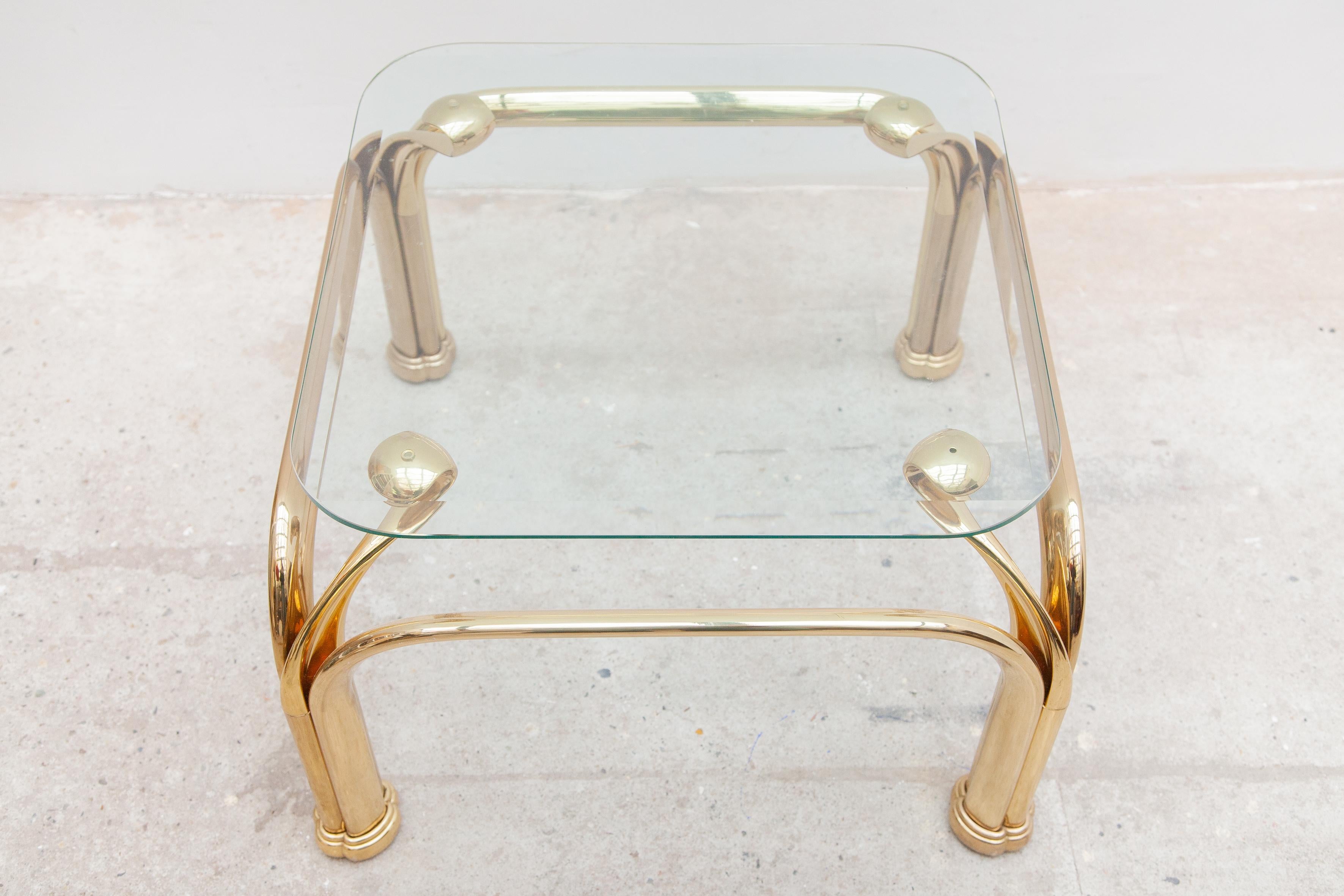 Late 20th Century Set of Two Brass Side-Tables with Abstract Swan Neck For Sale