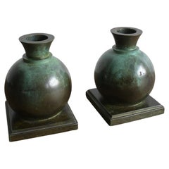 A Set of Two Bronze Candlesticks, Guldsmedsaktiebolaget, GAB, Sweden 1930