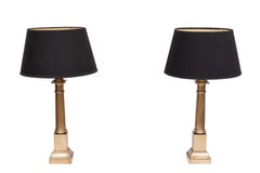 A set of Two Bronze Doric column table lamps 1960s France