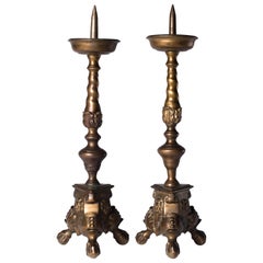 Set of Two Bronze Pricket Candlesticks, Southern Netherlands, Late 17th Century