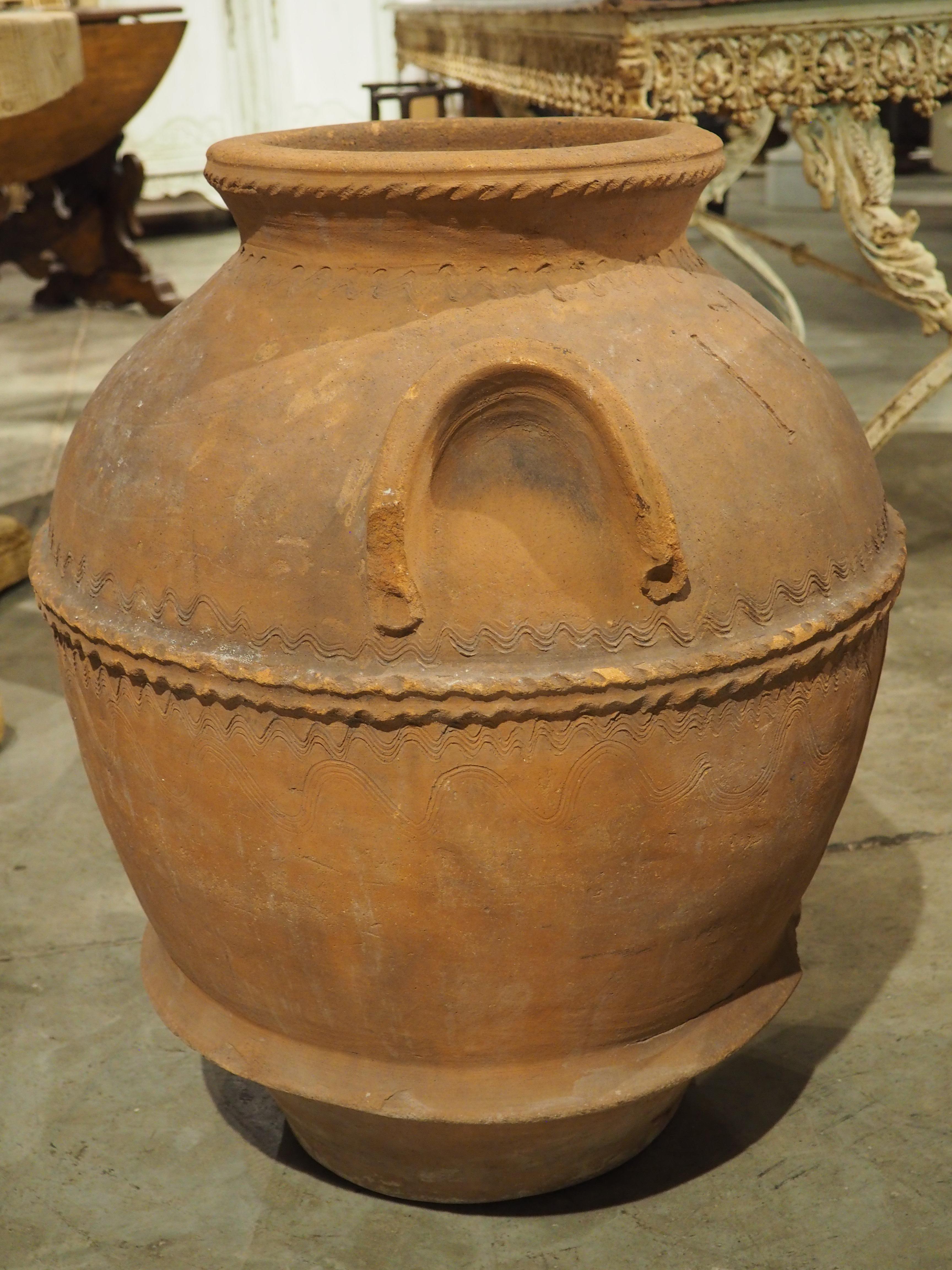 A Set of Two Early 1900s Italian Terracotta Orcio Pots For Sale 9