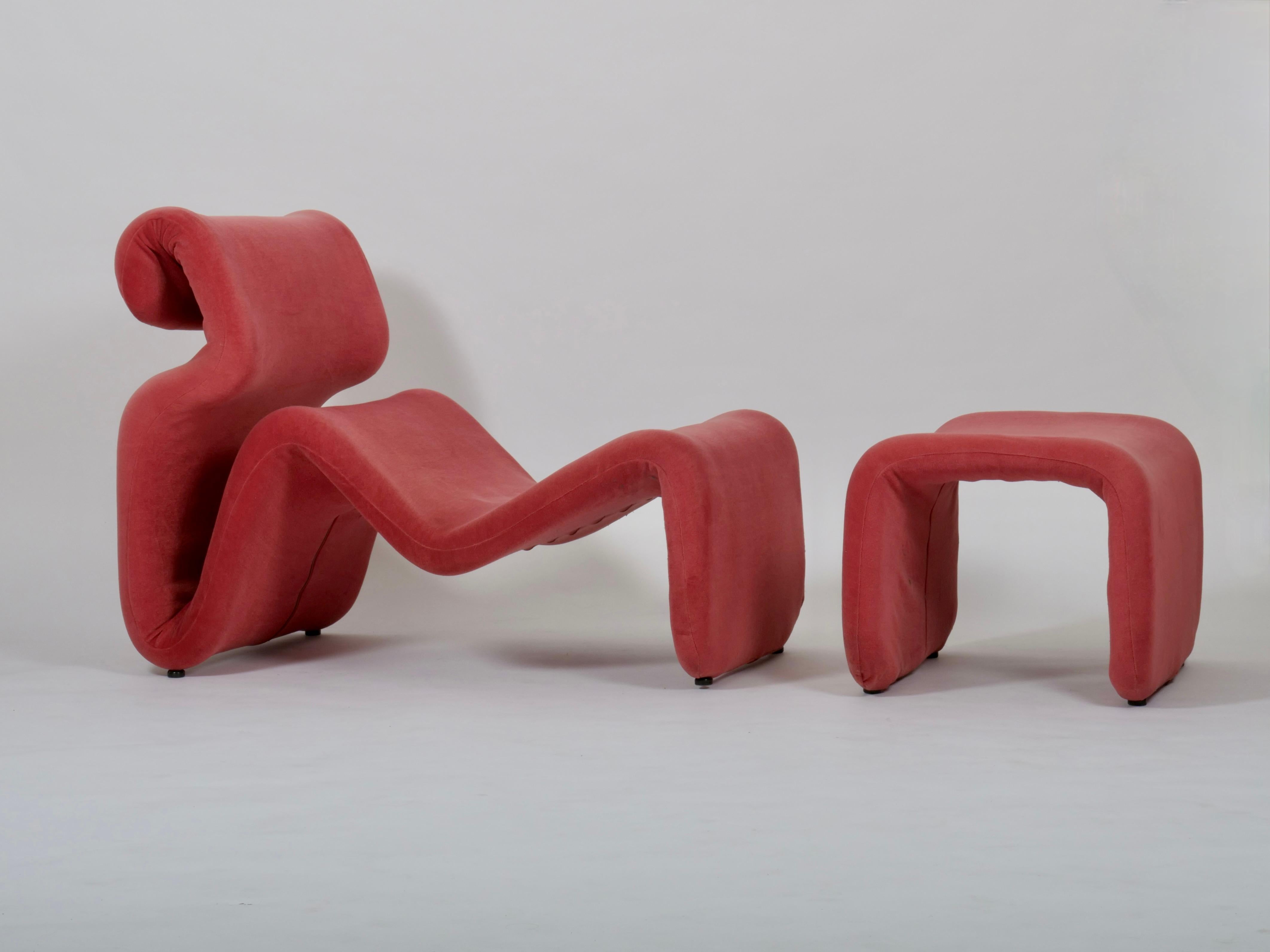 Ensemble de deux chaises longues Etcetera avec pouf de Jan Ekselius Suède vers 1970 Bon état - En vente à London, GB
