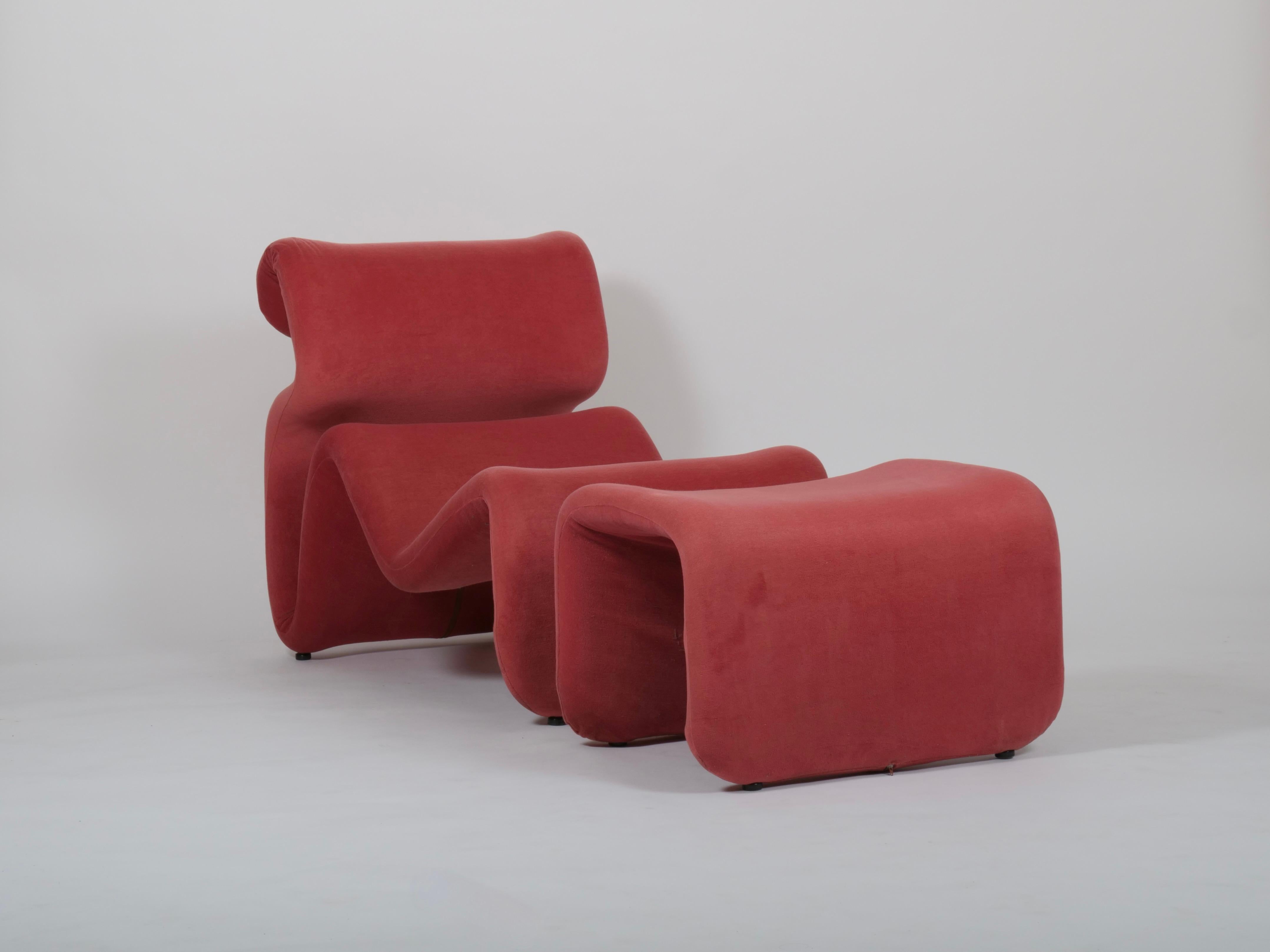Métal Ensemble de deux chaises longues Etcetera avec pouf de Jan Ekselius Suède vers 1970 en vente