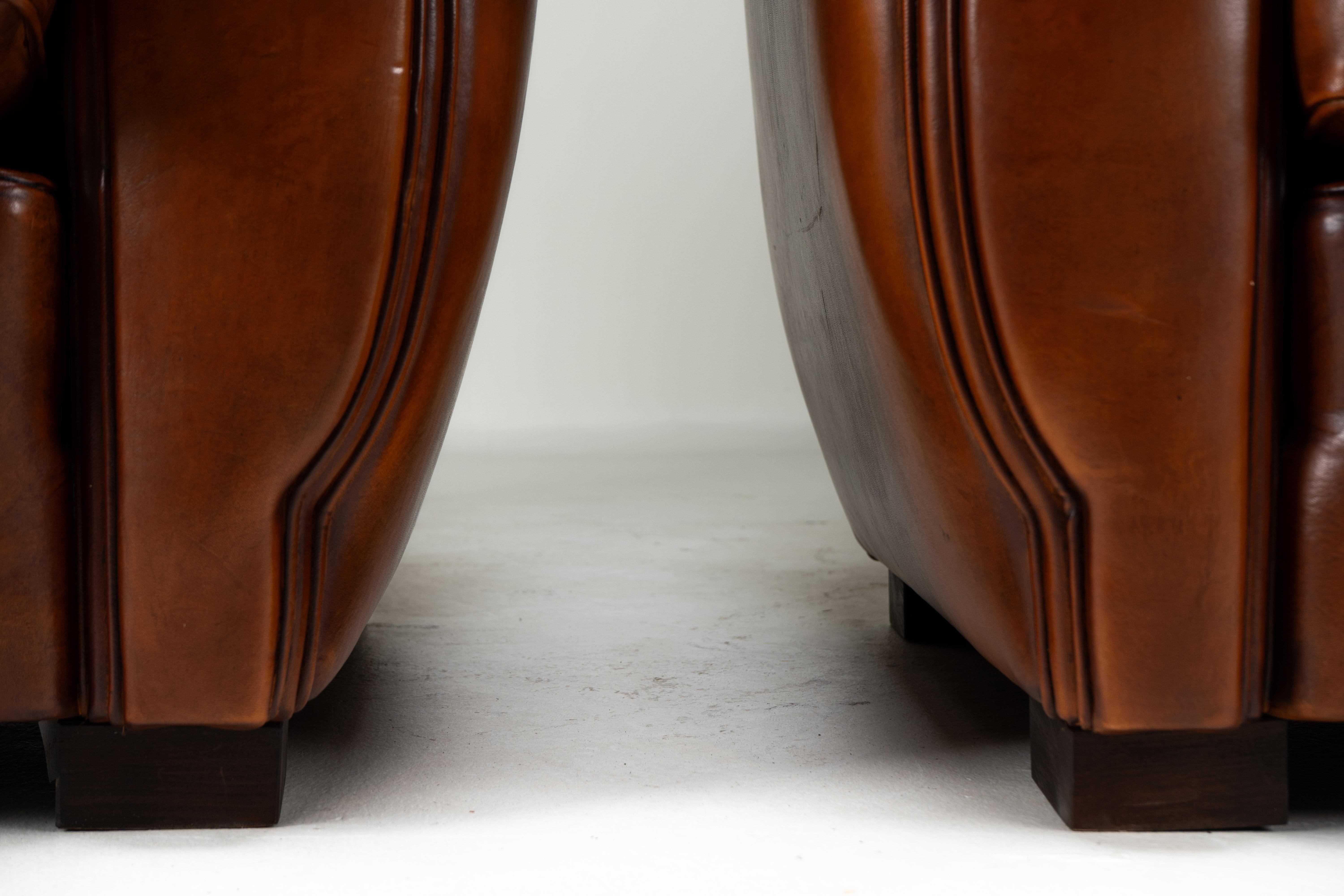 A Set of Two Pairs of Demi Lune Sheepskin Chairs For Sale 12