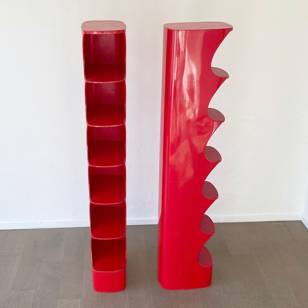 Space Age Set of Two Red Shelf Systems by Valerie Doubroucinskis for Rodier, 1960s