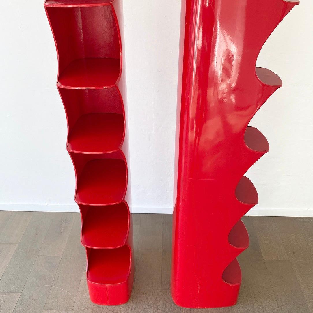 Set of Two Red Shelf Systems by Valerie Doubroucinskis for Rodier, 1960s In Good Condition In Haderslev, DK