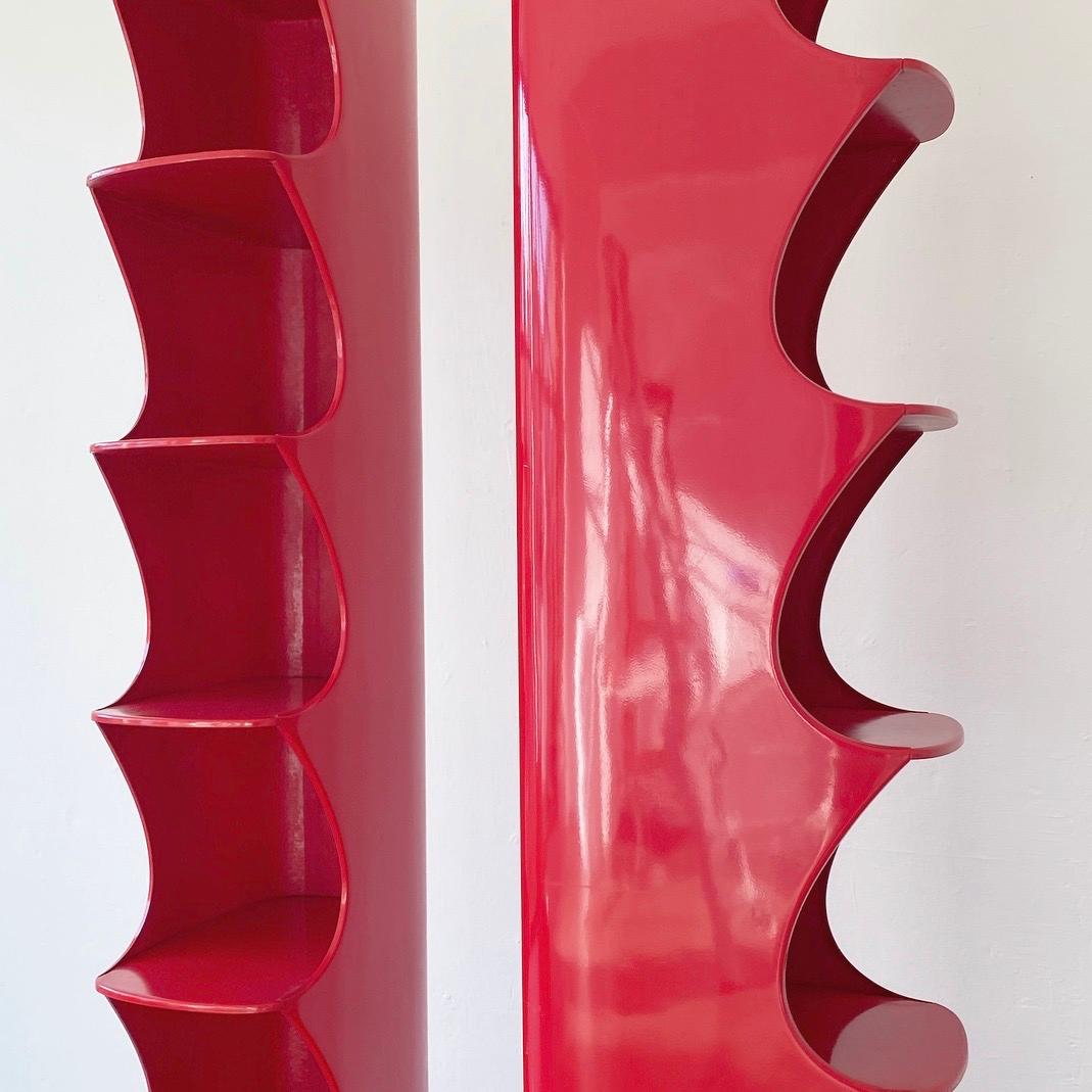 Mid-20th Century Set of Two Red Shelf Systems by Valerie Doubroucinskis for Rodier, 1960s