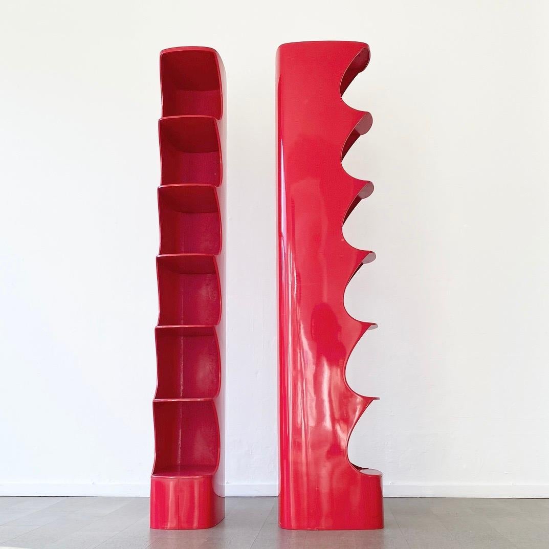 Set of Two Red Shelf Systems by Valerie Doubroucinskis for Rodier, 1960s 1