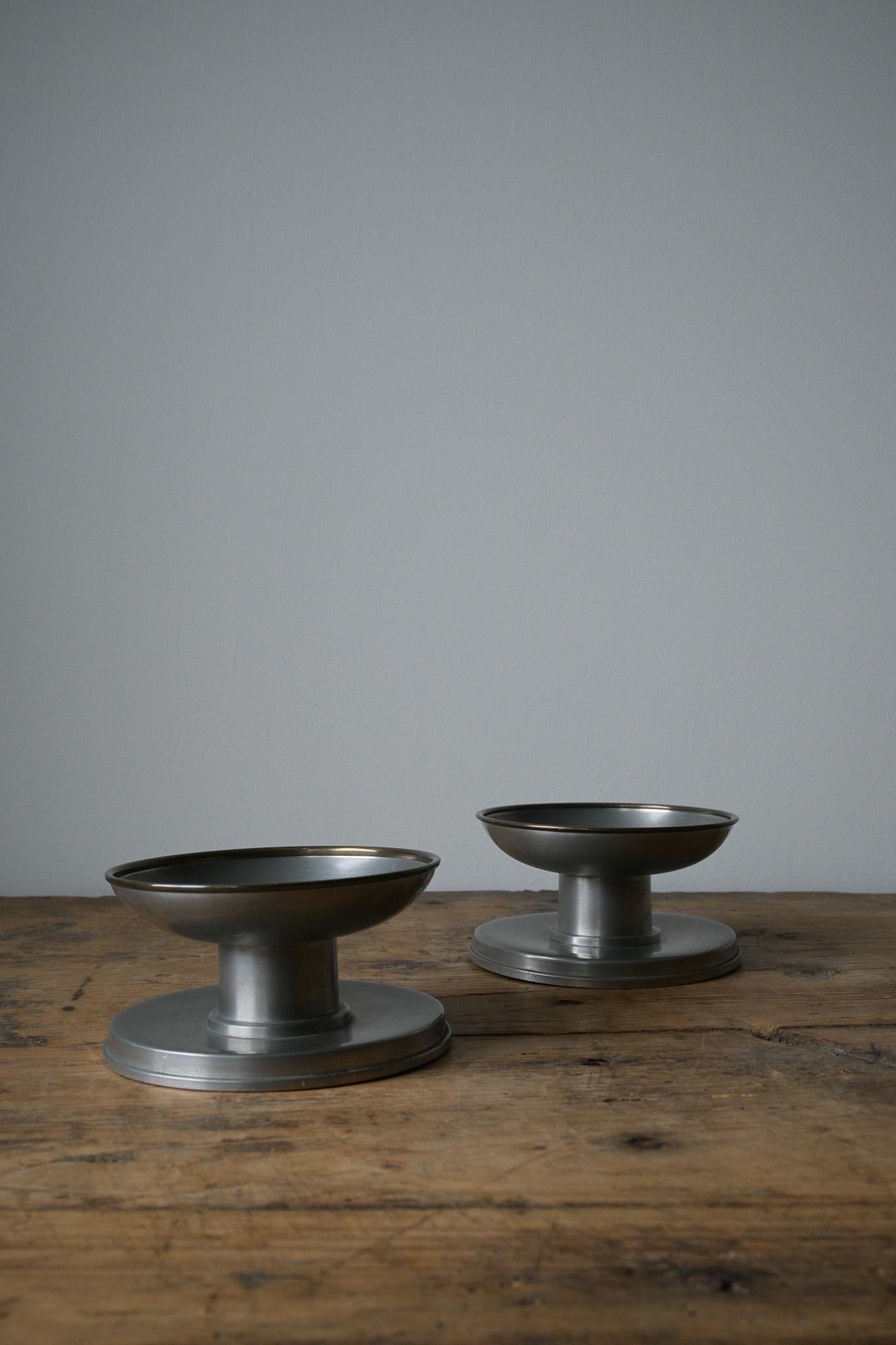 Scandinavian Modern A set of two Swedish Tenn Candlestick Holders by GAB ca 1930-40 For Sale
